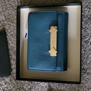 Mcm gorgeous leather mini flip trifold wallet card case slide for cash have two